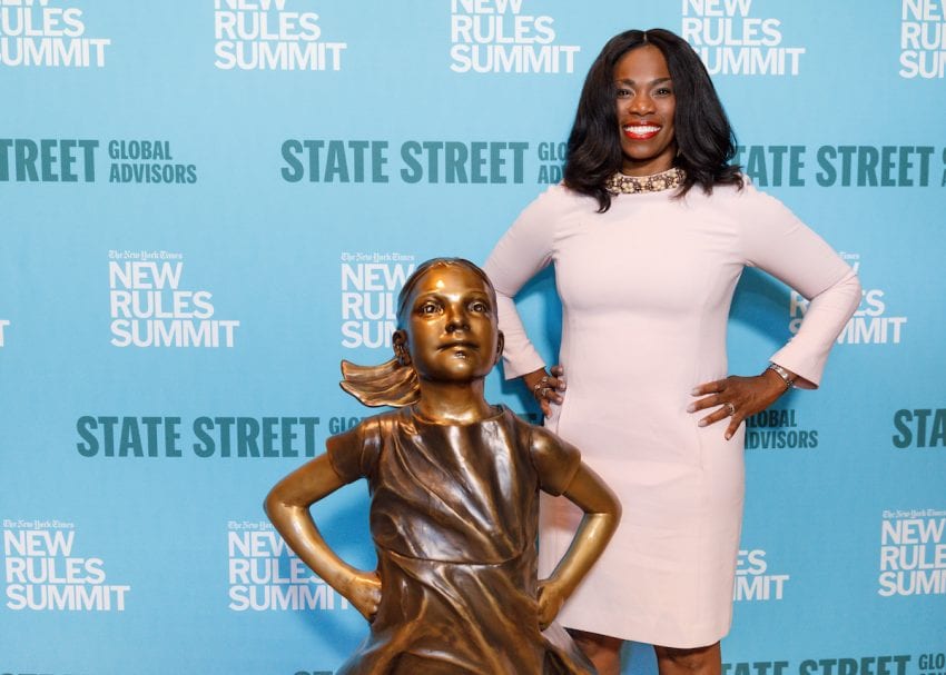 The New York Times New Rules Summit State Street Fearless Girl Statue Photo Booth