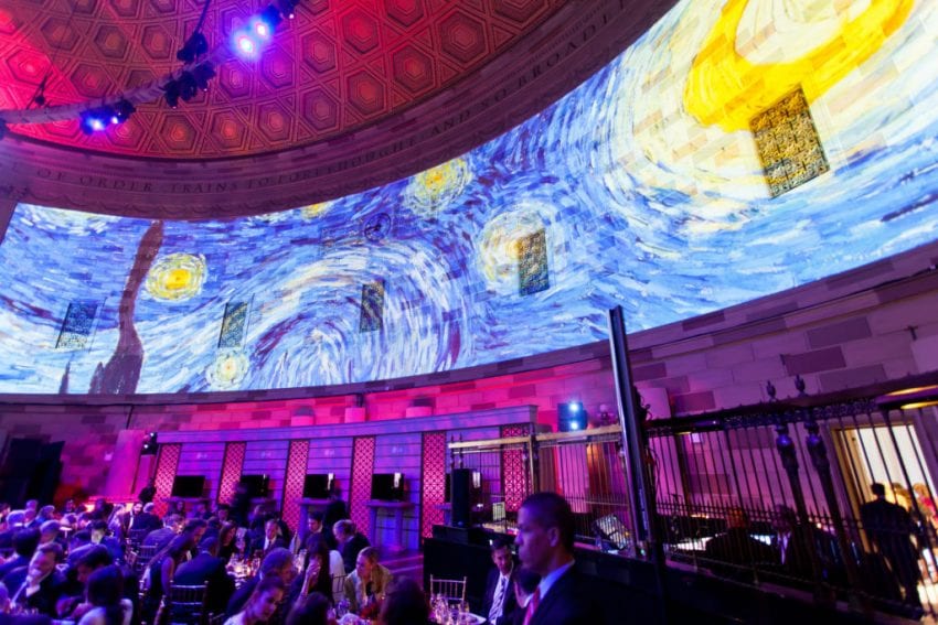 Painting projection of starry night