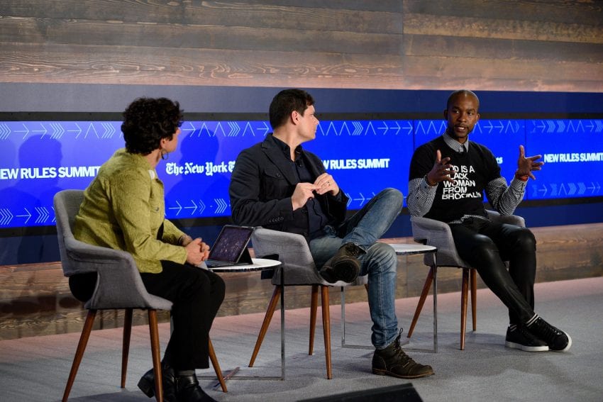 panel discussion on stage at New York Times event