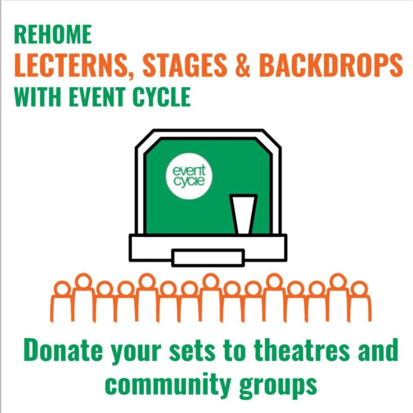 Recycle event lecterns, stages, and event backdrops